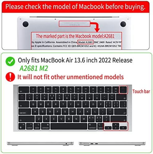 Seorsok תואם ל- MacBook Air חדש 13.6 אינץ 'מארז 2022 שחרור שבב A2681 M2 עם תצוגת רשתית נוזלית ומזהה מגע, כיסוי