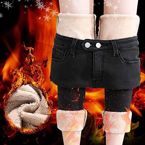 ג'ינס שרפה ג'ינס שרפה של Foviguo מכנסי מכנסיים מרופדים עבים עבים מכנסיים מכנסיים מותניים גבוהים