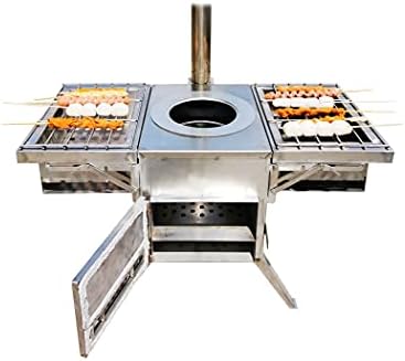 תנור כיבוי אש של סרמיירווד חיצוני נירוסטה תנור ברביקיו נייד תנור קמפינג רב-פונקציונלי ל -2-4 אנשים