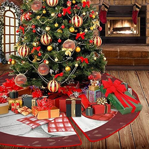 מחצלת עץ חג המולד 36 x36 תן לזה שלג איש שלג חג המולד עץ חצאיות מחצלת פתית שלג עץ אדום מרקם קישוטי עץ