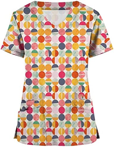 בנות קושרות חולצות צבעוניות צבעוניות גיאומטריה של קשת גיאומטריה פרחונית שרוול חולצה צוללת מחשנון סטרץ 'סטרבס חולצות