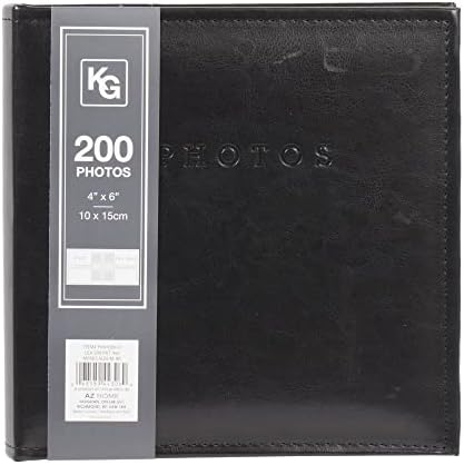 Kiera Grace 200 כיס פשוט אלבום תמונות עור קלאסי לקלאסי לבית וחדר, 2.17 L x 8.86 W x 8.86 H כדי להציג תמונות