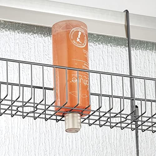 MDesign תיל מתכת רחב במיוחד מעל דלת המקלחת של אמבטיה, מרכז מארגן אחסון תלוי עם ווים וסלים מובנים על 2 רמות