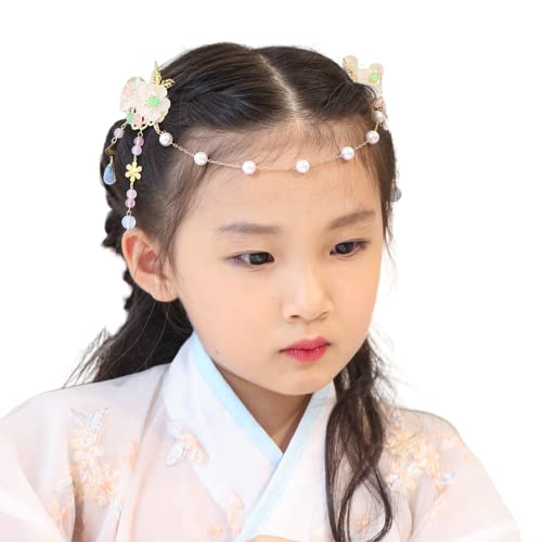 סיני סגנון ילדים ציצית מצח ראש שרשרת מתוק רטרו פרח סיכת ראש נסיכת האנפו אביזרי שיער קליפים סרט עבור בנות