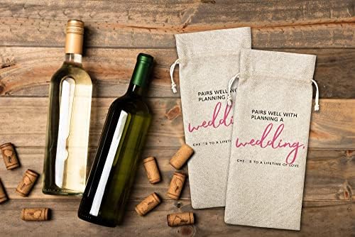 מתנת אירוסין, זוגות היטב עם תכנון חתונה: לחיים לחיים שלמים של אהבה, מתנה לזוגות, תיק יין פשתן כותנה - חבילה