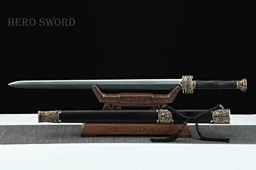 גיבור חרב בעבודת יד 37 '' צ'ו קינג חרב יד מזויפת Bai Lian מקופלת פלדה מלאה טאנג חרב סינית חדה חדה