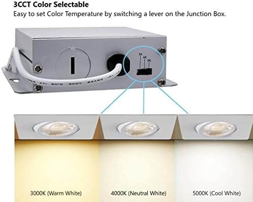 Votatec gimbal LED ריבוע אורות למטה, 4 אינץ '10W, 3 צבע ניתן לבחירה, ניתן לעמעום, עם נהג חיצוני,