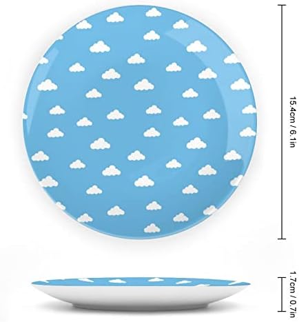 עננים לבנים שמיים כחולים עצם מצחיק סין צלחת דקורטיבית צלחות קרמיקה עגול