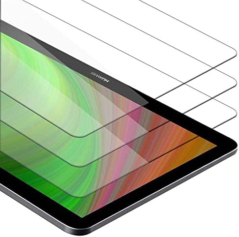 Cadorabo 3x זכוכית מחוסמת תואמת ל- Huawei Mediapad T3 10 בשקיפות גבוהה - 3 אריזות הגנה על מסך 3D תואם לקשיות